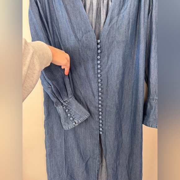 Free People Romantic Shirt Dress in Indigo - Button Front Midi - Picture 3 of 6